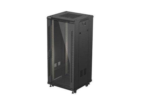 19" VOLNĚ STOJÍCÍ RACKOVÁ SKŘÍŇ 27U/600X600 (FLAT PACK) S PROSKLENÝMI DVEŘMI ČERNÁ LANBERG