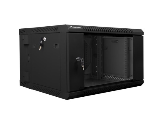 RACKOVÁ SKŘÍŇ 19" DVOUDÍLNÁ NÁSTĚNNÁ 6U/600X600 (FLAT PACK) ČERNÁ LANBERG