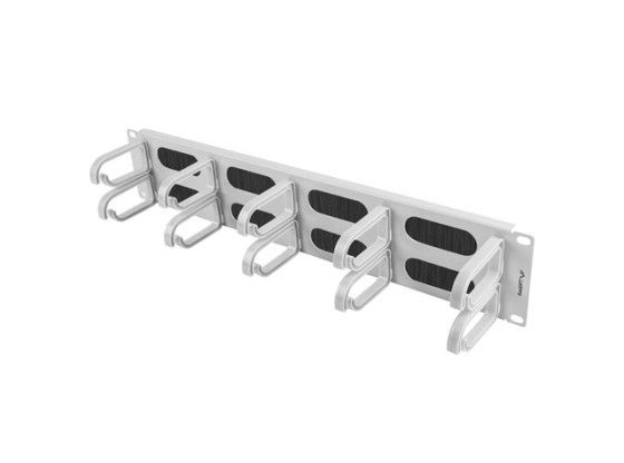 19" PANEL S KARTÁČEM PRO SPRÁVU KABELŮ 10 KROUŽKŮ TYP B 2U ŠEDÝ LANBERG