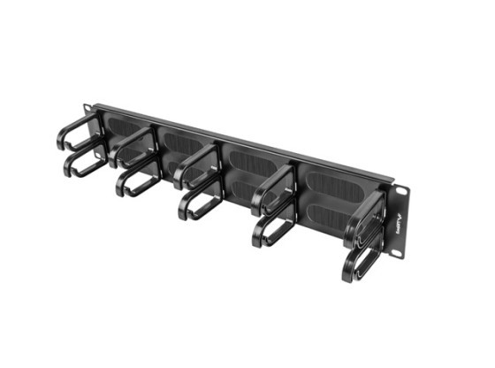 19" PANEL S KARTÁČEM PRO SPRÁVU KABELŮ 10 KROUŽKŮ TYP B 2U ČERNÝ LANBERG