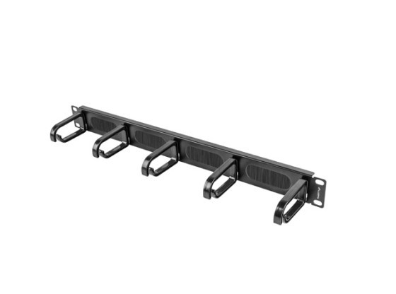 19" PANEL S KARTÁČEM PRO VEDENÍ KABELŮ 5 KROUŽKŮ TYP B 1U ČERNÝ LANBERG