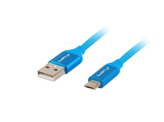 KABEL USB MICRO(M)-&gt;USB-A(M) 2.0 1,8 M MODRÝ PREMIUM QC 3.0 LANBERG