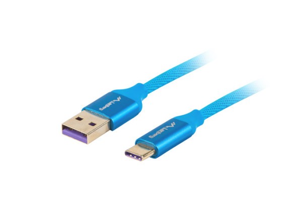 USB-C(M)-&gt;USB-A(M) 2.0 KABEL 0,5M MODRÝ PREMIUM 5A LANBERG