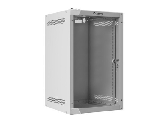 RACKOVÁ SKŘÍŇ 10" NÁSTĚNNÁ 9U/280X310 (FLAT PACK) S PROSKLENÝMI DVEŘMI ŠEDÁ LANBERG
