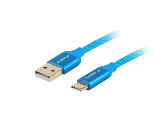 USB-C(M)-&gt;USB-A(M) 2.0 KABEL 1M MODRÝ PREMIUM QC 3.0 LANBERG