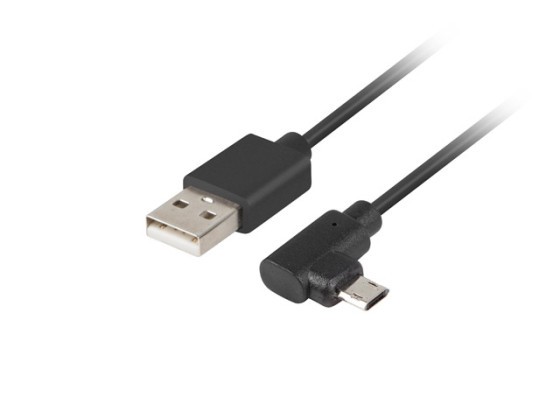 USB MICRO(M)-&gt;USB-A(M) 2.0 KABEL 1,8 M ÚHLOVÝ LEVÝ/PRAVÝ MICRO EASY-USB ČERNÝ LANBERG
