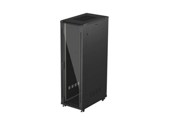 INSTALAČNÍ SKŘÍŇOVÝ ROZVADĚČ 19" 42U 600X1000 ČERNÉ SKLENĚNÉ DVEŘE LANBERG (PLOCHÉ BALENÍ)