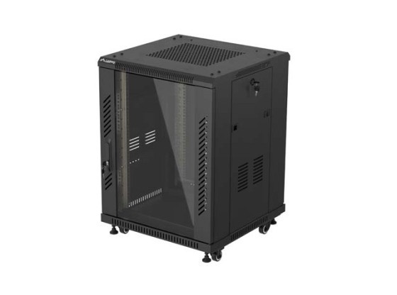 INSTALAČNÍ RACK 19" 15U 600X600 ČERNÉ SKLENĚNÉ DVEŘE LANBERG (PLOCHÉ BALENÍ)