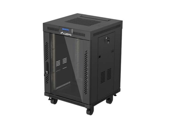 19" VOLNĚ STOJÍCÍ RACKOVÁ SKŘÍŇ 15U/600X600 (FLAT PACK) S PROSKLENÝMI DVEŘMI LCD ČERNÁ LANBERG V2