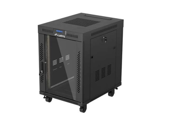 19" VOLNĚ STOJÍCÍ RACKOVÁ SKŘÍŇ 15U/600X800 (FLAT PACK) S PROSKLENÝMI DVEŘMI LCD ČERNÁ LANBERG V2