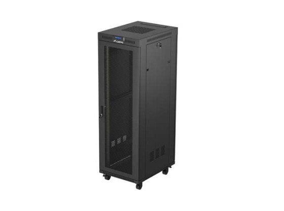 RACKOVÁ SKŘÍŇ 19" VOLNĚ STOJÍCÍ 37U/600X800 (FLAT PACK) S DVÍŘKY SE SÍŤKOU LCD ČERNÁ LANBERG V2