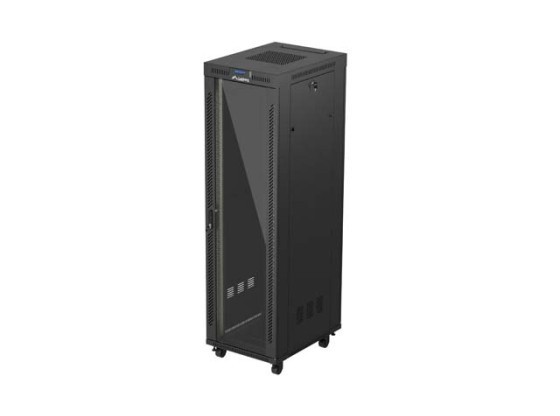 19" VOLNĚ STOJÍCÍ RACKOVÁ SKŘÍŇ 42U/600X800 (FLAT PACK) S PROSKLENÝMI DVEŘMI LCD ČERNÁ LANBERG V2