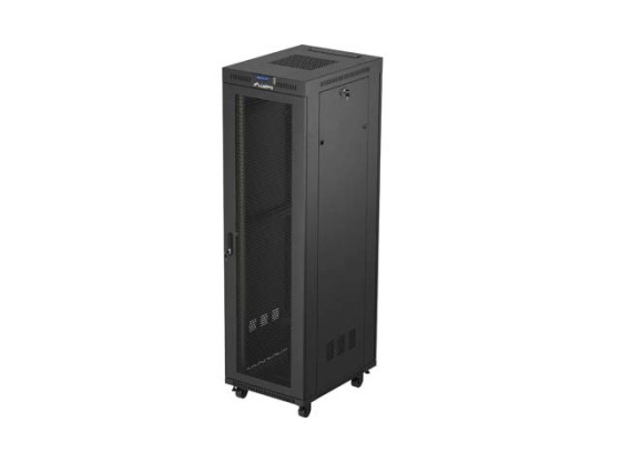 19" VOLNĚ STOJÍCÍ RACKOVÁ SKŘÍŇ 42U/600X800 (FLAT PACK) SE SÍŤOVÝMI DVEŘMI LCD ČERNÁ LANBERG V2