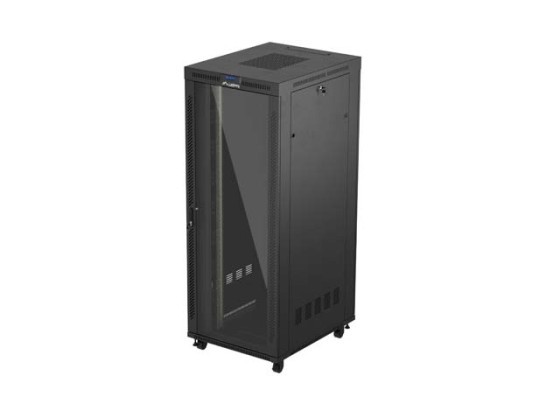 19" VOLNĚ STOJÍCÍ RACKOVÁ SKŘÍŇ 42U/800X1000 (FLAT PACK) S PROSKLENÝMI DVEŘMI LCD ČERNÁ LANBERG V2