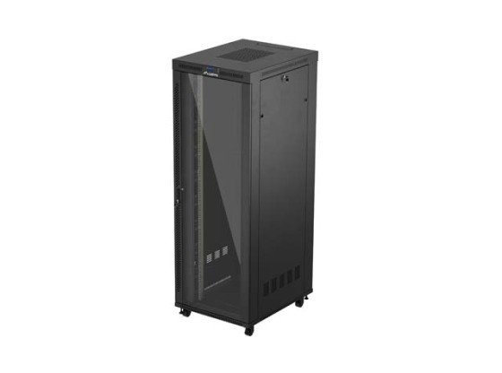 19" VOLNĚ STOJÍCÍ RACKOVÁ SKŘÍŇ 47U/800X1000 (FLAT PACK) S PROSKLENÝMI DVEŘMI LCD ČERNÁ LANBERG V2