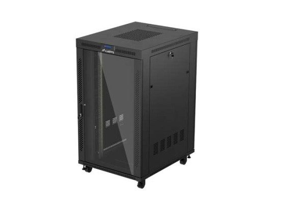 19" VOLNĚ STOJÍCÍ RACKOVÁ SKŘÍŇ 27U/800X1000 (FLAT PACK) S PROSKLENÝMI DVEŘMI LCD ČERNÁ LANBERG V2