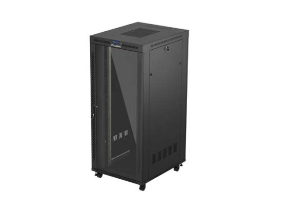 19" VOLNĚ STOJÍCÍ RACKOVÁ SKŘÍŇ 37U/800X1000 (FLAT PACK) S PROSKLENÝMI DVEŘMI LCD ČERNÁ LANBERG V2
