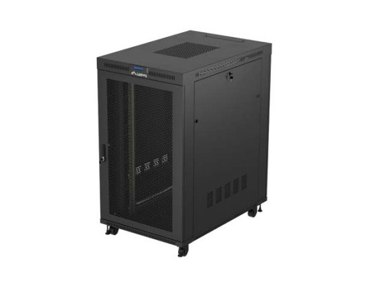 RACKOVÁ SKŘÍŇ 19" VOLNĚ STOJÍCÍ 27U/800X1200 (FLAT PACK) S DVÍŘKY SE SÍŤKOU LCD ČERNÁ LANBERG