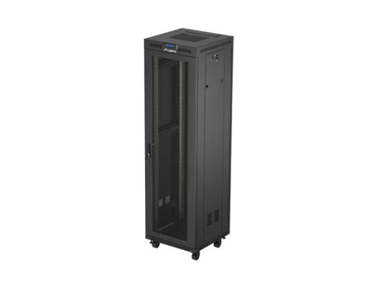 19" VOLNĚ STOJÍCÍ RACKOVÁ SKŘÍŇ 42U/600X600 (FLAT PACK) SE SÍŤOVÝMI DVEŘMI LCD ČERNÁ LANBERG V2