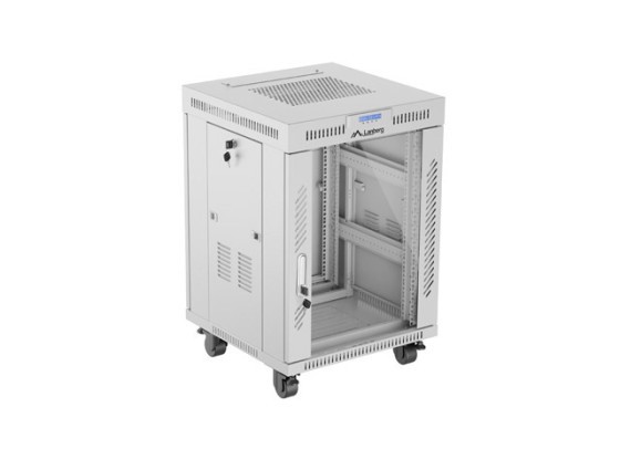 INSTALAČNÍ STOJAN 19" 15U 600X600 ŠEDÉ SKLENĚNÉ DVEŘE LCD LANBERG (FLAT PACK) V2