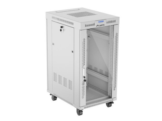 INSTALAČNÍ STOJAN 19" 22U 600X800 ŠEDÉ SKLENĚNÉ DVEŘE LCD LANBERG (FLAT PACK) V2