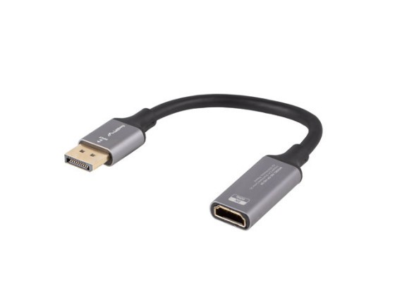 ADAPTÉR DISPLAYPORT(M)->HDMI(F) 8K NA 20CM KABELU STŘÍBRNÝ LANBERG