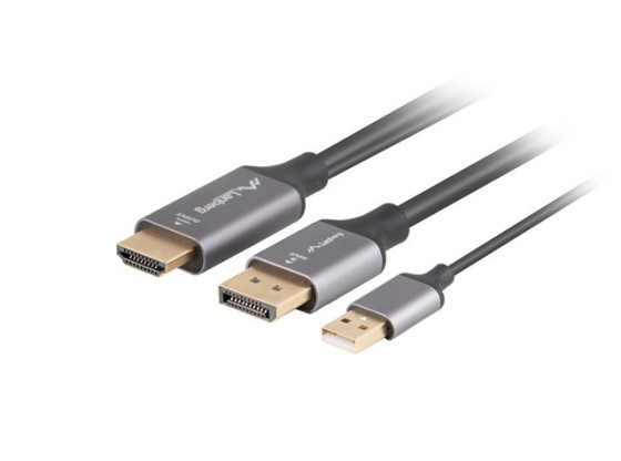 HDMI(M)->DISPLAYPORT(M) KABEL 1,8M 4K ČERNÝ LANBERG