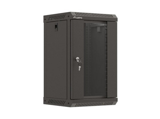 INSTALAČNÍ STOJAN 10" 9U 300X300 ČERNÉ SKLENĚNÉ DVEŘE LANBERG (PLOCHÉ BALENÍ)
