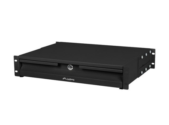 ZÁSUVKA PRO 19" SKŘÍNĚ 2U 360MM ČERNÁ LANBERG (2U/483X360MM NOSNOST DO 90KG, 4BODOVÁ MONTÁŽ)