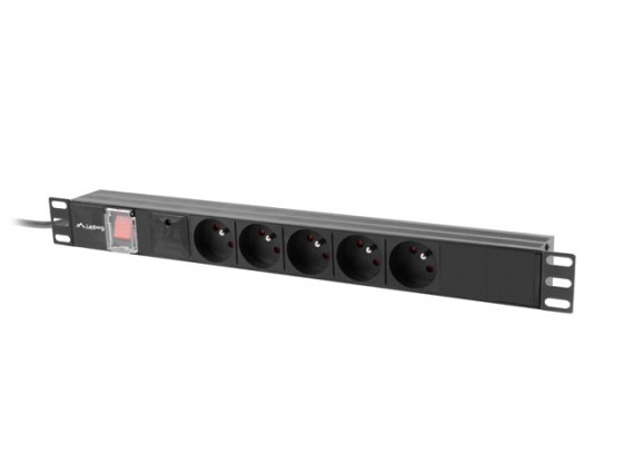 NAPÁJECÍ LIŠTA PDU 19" LANBERG 1U 10A 5X 230V PL 2M ČERNÁ C14