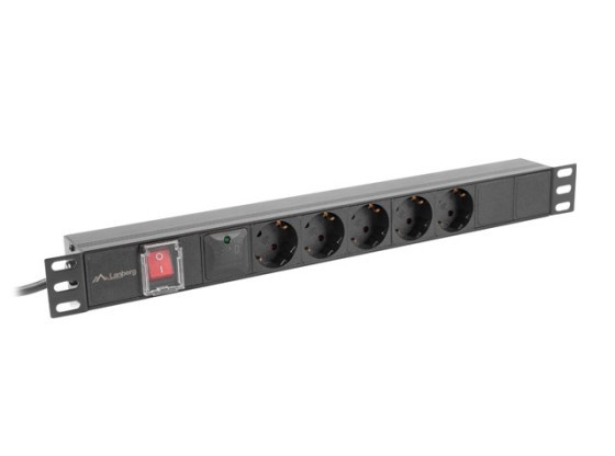 NAPÁJECÍ LIŠTA PDU 19" LANBERG 1U 10A 5X SCHUKO 2M ČERNÁ C14