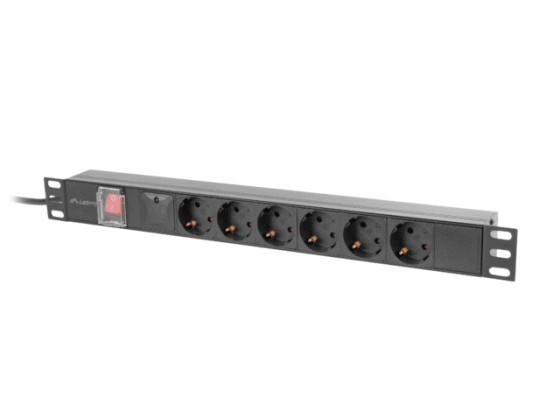 NAPÁJECÍ LIŠTA PDU 19" LANBERG 1U 10A 6X SCHUKO 2M ČERNÁ C14