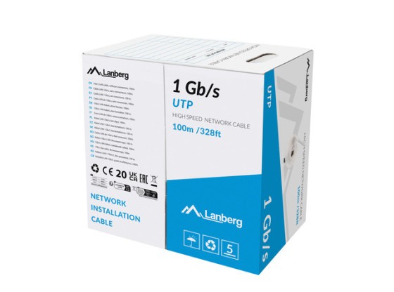 LAN UTP KABEL 1GB/S 100M DRÁT CCA ŠEDÝ LANBERG