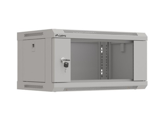 INSTALAČNÍ RACK 19" 4U 540X350 ŠEDÉ SKLENĚNÉ DVEŘE LANBERG (PLOCHÉ BALENÍ)
