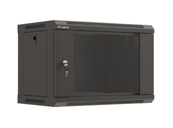 INSTALAČNÍ RACK 19" 6U 540X350 ČERNÉ SKLENĚNÉ DVEŘE LANBERG (PLOCHÉ BALENÍ)
