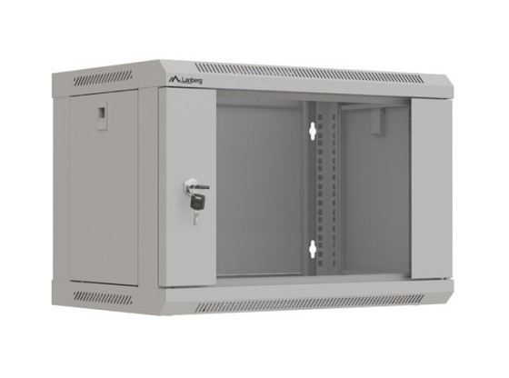 INSTALAČNÍ RACK 19" 6U 540X350 ŠEDÉ SKLENĚNÉ DVEŘE LANBERG (PLOCHÉ BALENÍ)