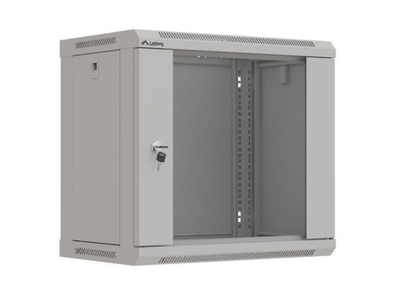 INSTALAČNÍ RACK 19" 9U 540X350 ŠEDÉ SKLENĚNÉ DVEŘE LANBERG (PLOCHÉ BALENÍ)