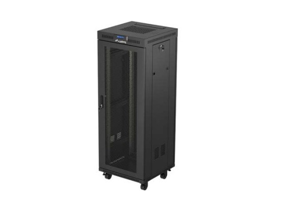 INSTALAČNÍ SKŘÍŇ 19" 32U 600X600 ČERNÁ LCD S PERFOROVANÝMI DVEŘMI LANBERG (PLOCHÉ BALENÍ)
