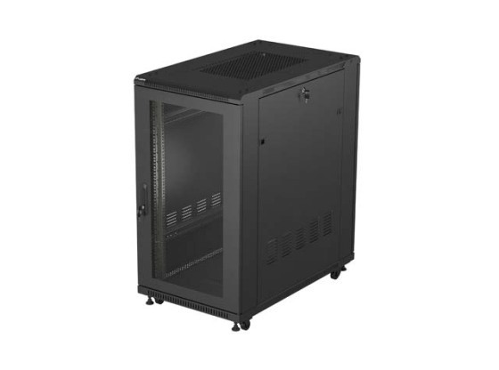INSTALAČNÍ ROZVADĚČ 19" 22U 600X1000 ČERNÉ PERFOROVANÉ DVEŘE LANBERG (PLOCHÉ BALENÍ)