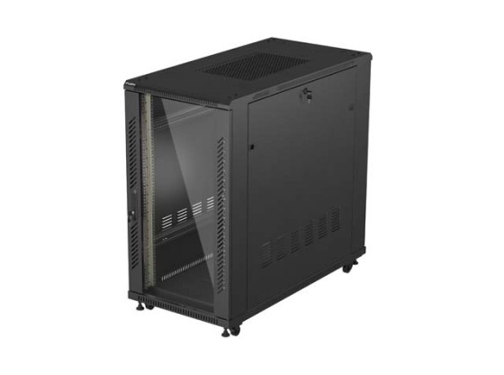 INSTALAČNÍ SKŘÍŇOVÝ ROZVADĚČ 19" 22U 600X1200 ČERNÉ SKLENĚNÉ DVEŘE LANBERG (PLOCHÉ BALENÍ)