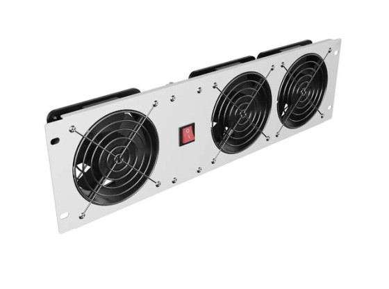 VERTIKÁLNÍ VENTILAČNÍ PANEL 19" 3U PRO RACK TŘI VENTILÁTORY 230V ŠEDÝ LANBERG