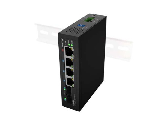 SWITCH LANBERG ILGE-4P-2S-90 LEHKÝ PRŮMYSLOVÝ POE 1XBT 3XAT 2XSFP DIN GIGABITOVÝ ETHERNET