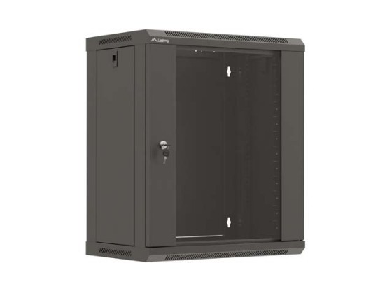 INSTALAČNÍ RACK 19" 12U 540X350 ČERNÉ SKLENĚNÉ DVEŘE LANBERG (PLOCHÉ BALENÍ)