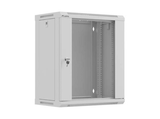 INSTALAČNÍ RACK 19" 12U 540X350 ŠEDÉ SKLENĚNÉ DVEŘE LANBERG (PLOCHÉ BALENÍ)