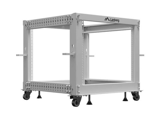 OTEVŘENÝ RACK 19" 9U 600X600-1100 NASTAVITELNÝ ŠEDÝ LANBERG