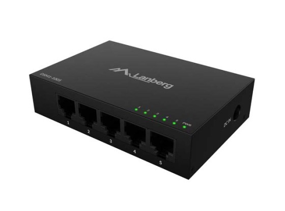 LANBERG SWITCH DSM1-1005 5X 1GB/S UNMANAGED GIGABIT ETHERNET DESKTOP 12V (KOVOVÝ KRYT)