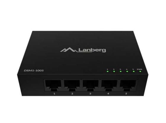 LANBERG SWITCH DSM1-1005 5X 1GB/S UNMANAGED GIGABIT ETHERNET DESKTOP 12V (KOVOVÝ KRYT)