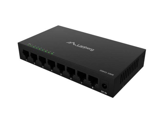 LANBERG SWITCH DSM1-1008 8X 1GB/S UNMANAGED GIGABIT ETHERNET DESKTOP 12V (KOVOVÝ KRYT)