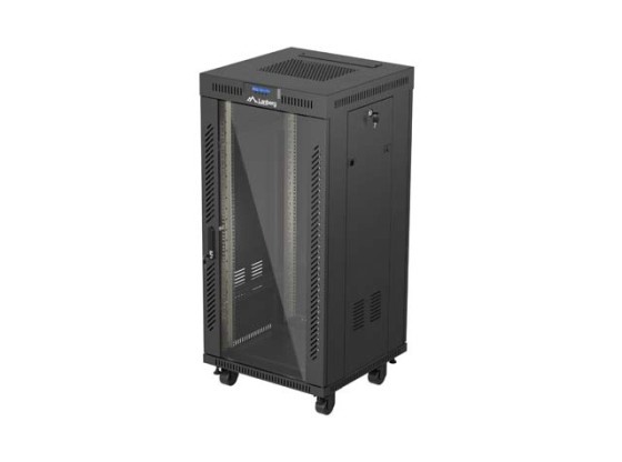 INSTALAČNÍ RACK 19" 24U 600X600 ČERNÉ SKLENĚNÉ DVEŘE LCD LANBERG (FLAT PACK) V2