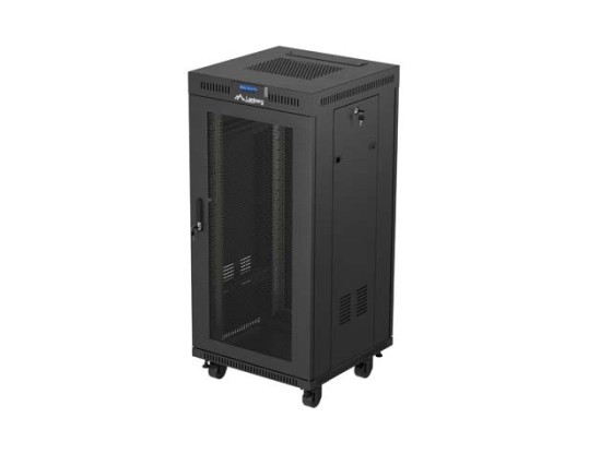 INSTALAČNÍ SKŘÍŇ 19" 24U 600X600 ČERNÁ S PERFOROVANÝMI DVEŘMI LANBERG (FLAT PACK) V2